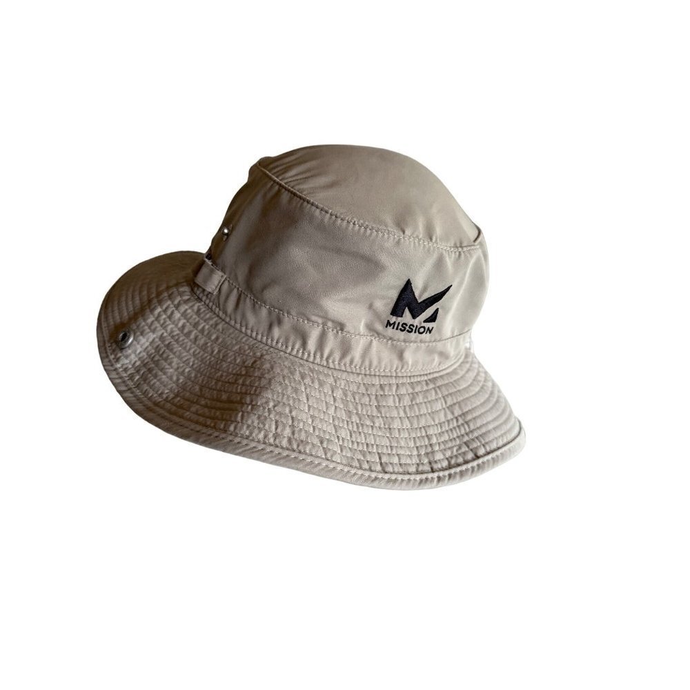 Mission Khaki Microfiber Cooling Boonie Hat Adjustable Chin Strap